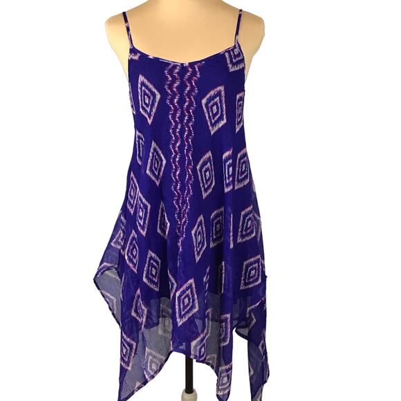 Billabong Rapid Waves Handkerchief Hem Shift Sleeveless Tissue Chiffon Dress S - Picture 4 of 12